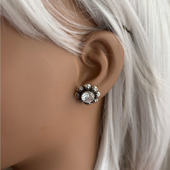 Brighton Vintage Crystal Earrings. Silver plated - Picture 2 of 4